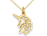 14K Yellow Gold Unicorn Head Pendant Necklace with Chain